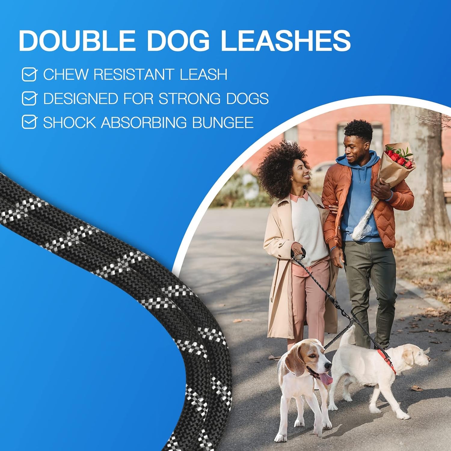Anti-Tangle Bungy Dual Dog Leash