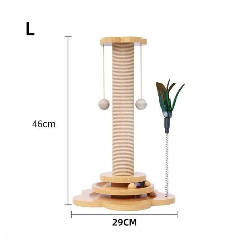 Multi-Purpose Cat Scratch Post, 4 toys Attached(2 sizes)