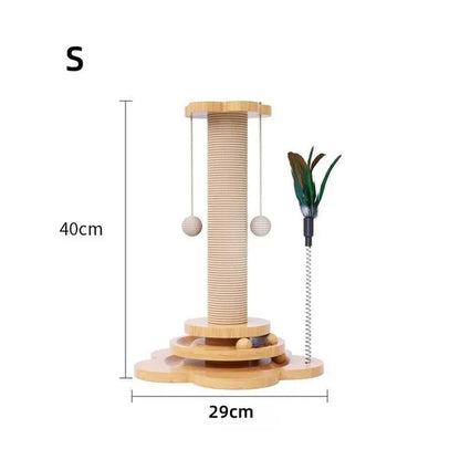 Multi-Purpose Cat Scratch Post, 4 toys Attached(2 sizes)