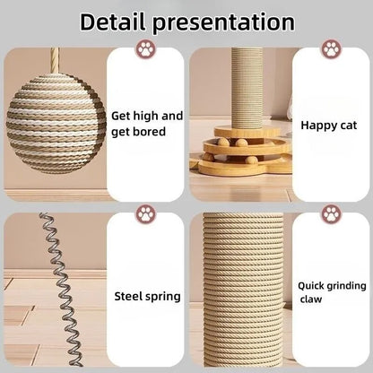 Multi-Purpose Cat Scratch Post, 4 toys Attached(2 sizes)