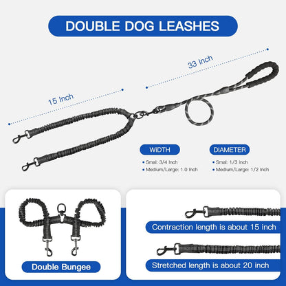 Anti-Tangle Bungy Dual Dog Leash