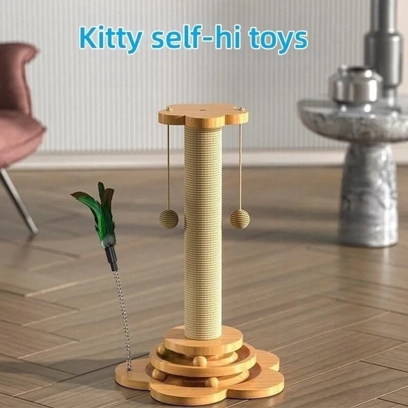 Multi-Purpose Cat Scratch Post, 4 toys Attached(2 sizes)