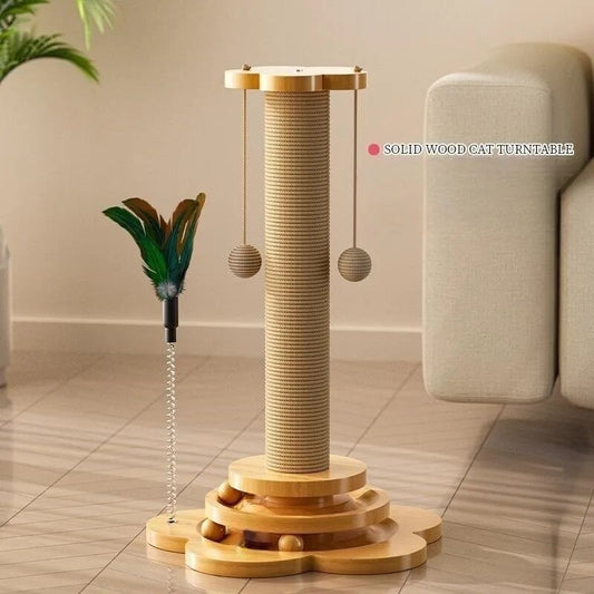 Multi-Purpose Cat Scratch Post, 4 toys Attached(2 sizes)