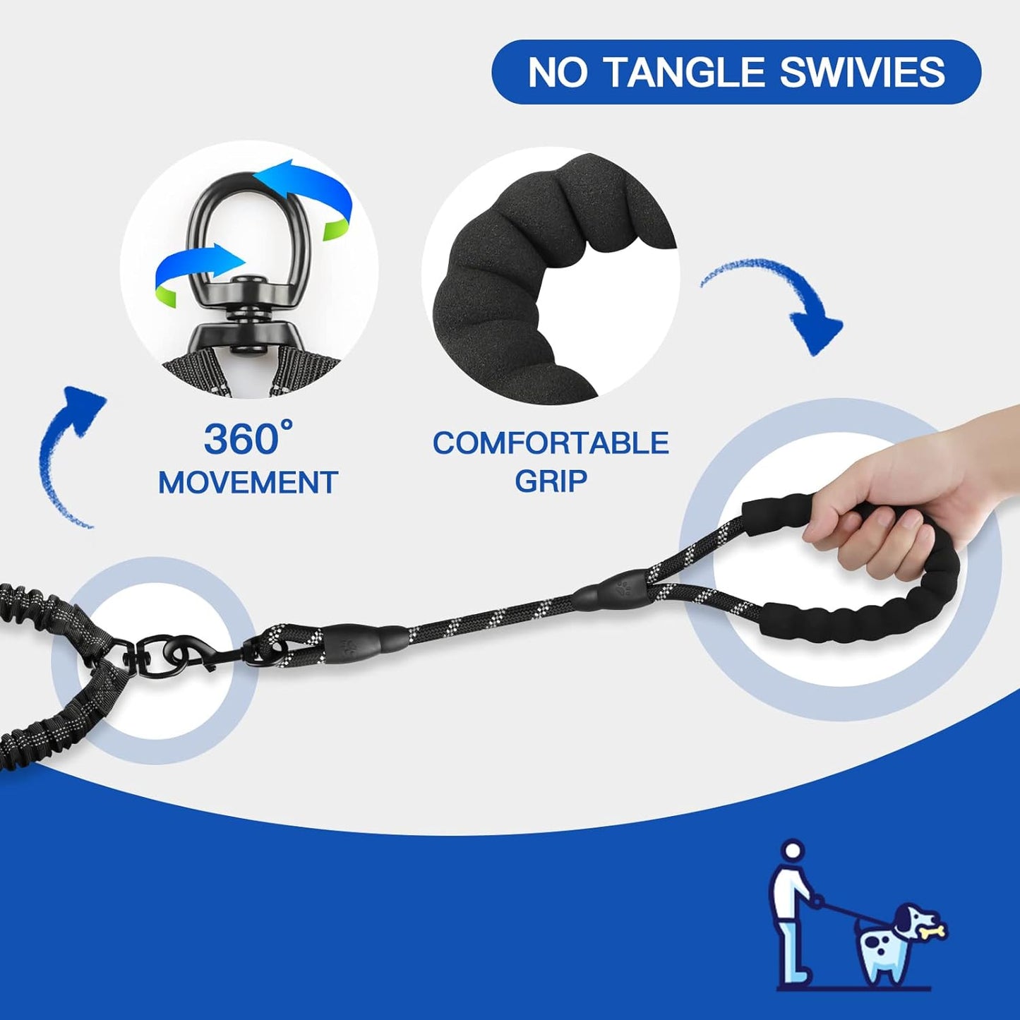 Anti-Tangle Bungy Dual Dog Leash