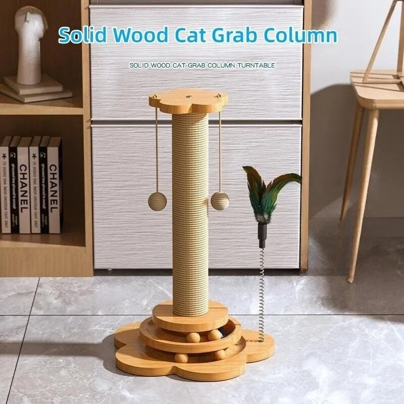 Multi-Purpose Cat Scratch Post, 4 toys Attached(2 sizes)